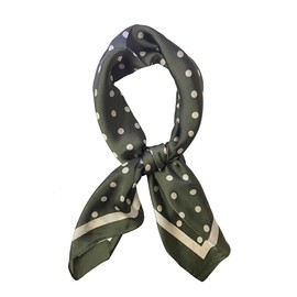 JERLA Women's satin square silk like scarf Fashion pattern large hair scarf wrap headscarf 35" x 35", Polka Dot Blackish Green, Large