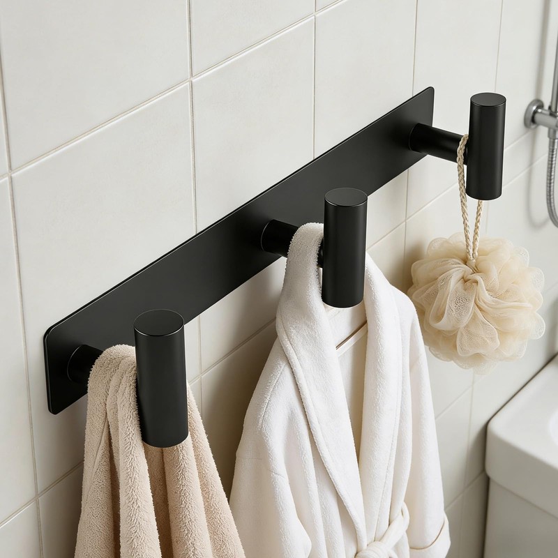 Black Coat Hooks, Wall Mounted Coat Rack – 3 Hoooks