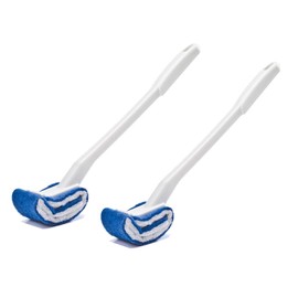 Toilet Brush Bowl Brush Bathroom Brush Under Rim Toilet Brush Scracth-Free Curved Good Grip Easy to use deep Cleaning No Scratching, Anti-Splashing Easy to Store (2pc White)