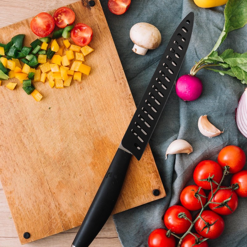 5 Pack Black Kitchen Knife Sheaths, Plastic Blade Guards for
