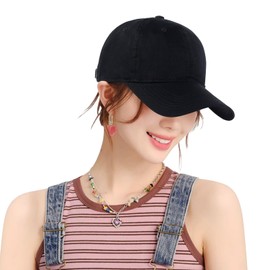 Geyanuo Men's Women's Cotton Hat, Deep, Large Brim, Plain, Simple, Casual, Outdoor Cap, Black, 58 cm