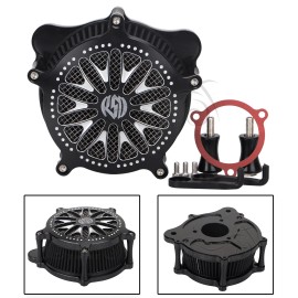 Unbranded Black Billet Aluminum RSD Air Cleaner Intake Filter Kit For Harley Touring Trike