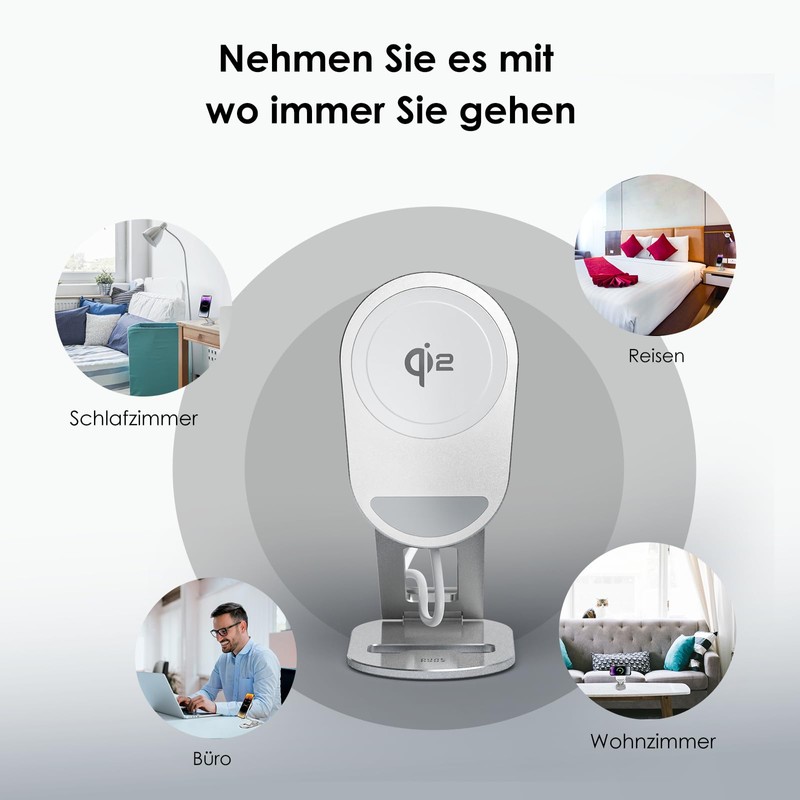 Minthouz Qi2 Magnetic Wireless Charger with Folding Rack