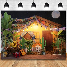 Zling 8x6ft Mexican Fiesta Theme Photography Backdrop Rustic Wood House Cactus Carnival Party Decor Baby Shower Birthday Background, ZL23921