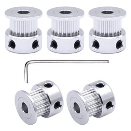 NIBYQ 5Pcs Silver 6.35mm(0.25″) Bore 20 Teeth GT2 Belt Pulley for 3D Printer 6mm Width 20T Timing Belt Aluminum Belt Pulley (Size : 5mm)