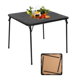 Homy Casa 33.9'' Folding Table with Collapsible Legs, No Assembly, Space-Saving for Indoor/Outdoor Use, Parties, Picnics, and Games, Black