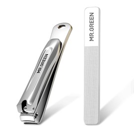 MR.GREEN Sharp Nail Clippers with Nano Glass File Stainless Steel Rustproof Nail Scissors Manicure and Pedicure Tools for Home or Outdoor Use