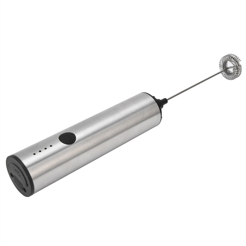 Stainless Steel Electric Milk Frother Handheld Egg Beater USB Charging