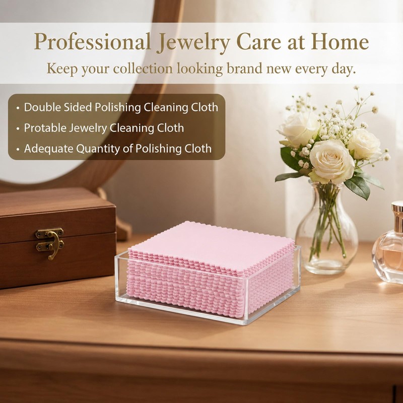 cobee 50 Pcs Jewelry Cleaning Cloth, Double Sided Polishing Cleaning