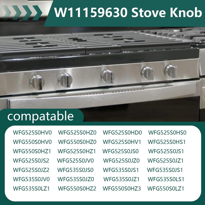W11159630 Stove Knob Compatible with Whirlpool Gas Range Replace W11023139