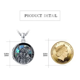Midir&Etain St Christopher Necklace for Men Women 925 Sterling Silver Saint Christophers Locket Necklace that Holds Pictures Photo Pendant Protection Christian Necklace Religious Jewellery Gifts
