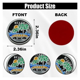 Beach Badge Rated Car Emblem, 4 x 4 3D Metal Car Badge Decals Stickers Round Emblem Decals, Car Exterior Emblems Badge Compatible with Jeep Wrangler Vehicles Trucks SUV RV (Beach RATED/2PCS)