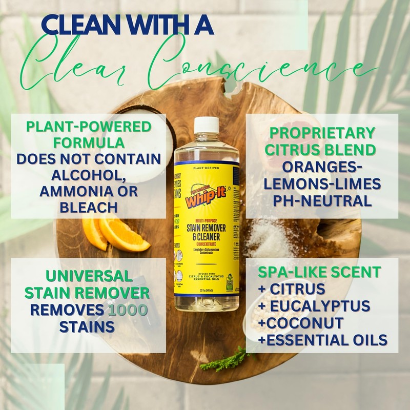 Whip It Cleaner, Multi Purpose Stain Remover CONCENTRATE, Makes 32