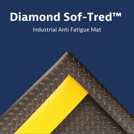 Notrax 419 Diamond Sof-Tred™ with Dyna-Shield® 3' x 4' x 1/2" Anti Fatigue Mat, Slip Resistant Diamond Textured Surface, Ideal for Industrial and Commercial Workplaces, Black/Yellow, 419S0034BY