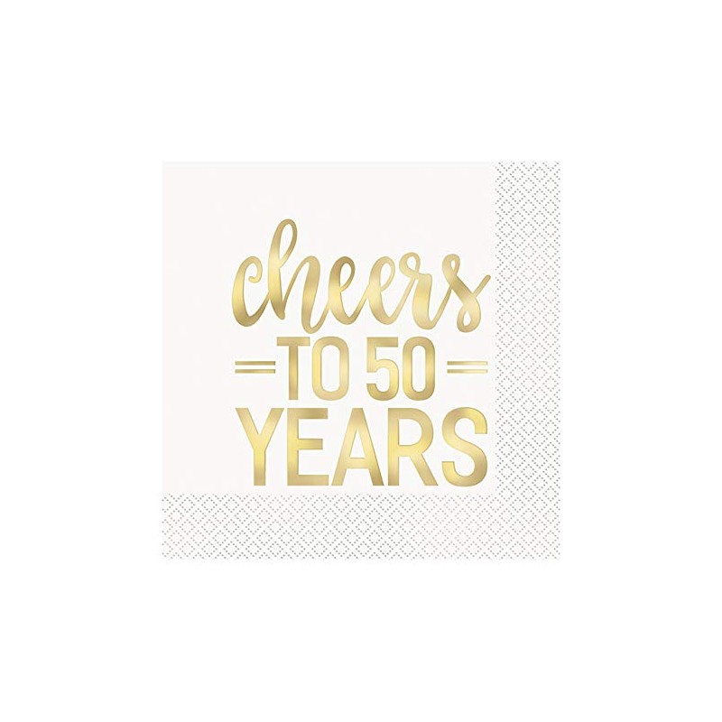 Metallic Gold Foil-Stamped 50th Anniversary Luncheon Napkins (16cm) Pack of