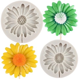 Sijiangmold Chrysanthemen-Blumen-Silikonformen Sonnenblumen-Fondantform für Cupcake-Topper Kuchendekoration Süßigkeiten Polymer-Ton Schokolade Gummipaste 2er-Set