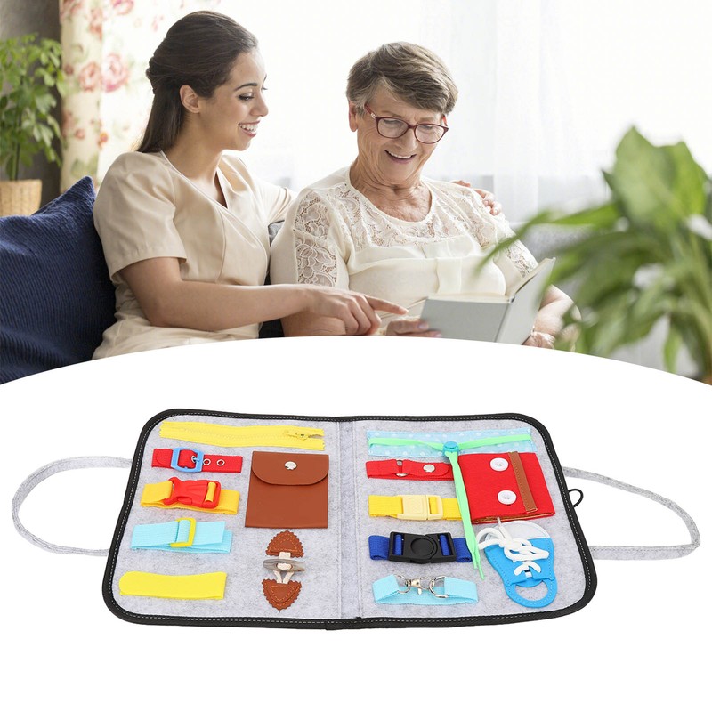 Elderly Activity Sensory Board Portable Zip Button Basic Skills Sensory