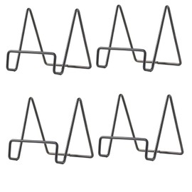 Alpha Depot Gold Wire Stand Bookstand Picture Frame Colored Paper Catalog Easel Dish Stand Metal (Black x M 4 pcs)