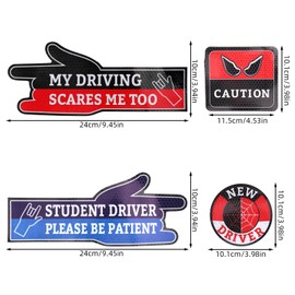 SAVITA 4pcs Car Student Driver Magnet Stickers, Spider Theme Reflective Driver Warning Signs Funny Removable Driving Safety Stickers for Metal Vehicle Surface