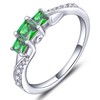 YL Women's Sterling Silver Clear Created Emerald 3-stone Princess Cut