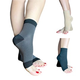 KEVVI Ankle Compression Socks - Relieve Foot Pain & Swelling - Open Toe - Unisex (Grey, M)
