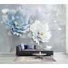 WFBHUA-Blue Floral Wallpaper Mural Modern Peony Flower Wallpaper Large 3D