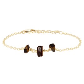 Tigers Eye Beaded Chain Bracelet in 14k Gold Fill