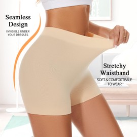 FRESBEIT Slip Shorts for Women Under Dress, Boyshorts Panties Anti Chafing Shorts Smooth Shapewear Shorts S, 3 Pack Nude