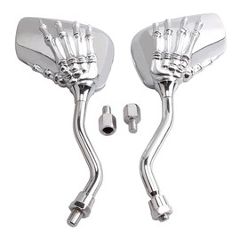 Pairs of Distinctive Skull Skeleton Hand 8mm 10mm Rearview Side Mirror for Motorcycle Scooter Moped Bike Standard Bike (Silver)
