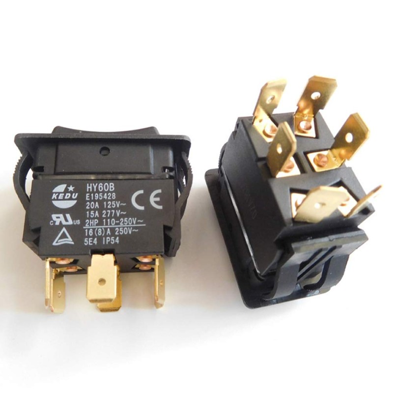 KEDU HY60B 125/250V 20/15A 6 Pins Rocker Switch ON-Off-ON Push