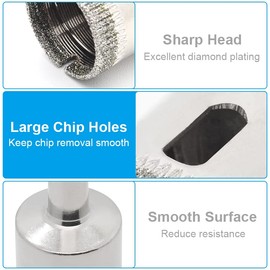 Jamiikury Diamond Hole Saw Set of 3, Glass Hole Saw Drill Bit Kit Suitable for Ceramic Glass Tile Porcelain Marble (6, 8, 10mm)