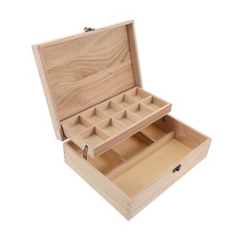 LALADEFIEE Unfinished Jewelry Box DIY Wooden Trinket Box Wood Storage Box Keepsake Jewelry Box with Locking Clasps for Rings Earrings Necklaces Watches Bracelets