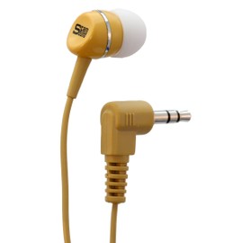 1-Bud Single-Ear Stereo Earphone w/ 3.5mm Plug and Soft Rubber eartip – for MP3 Players, Tablets, Mobile Phones, Game Players and Audio Players – Color: Tan