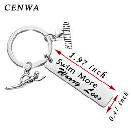 CENWA Swimming Lover Gift Swim Team Gift Swim More Worry Less Keychain Swim Jewelry for Swimmers (Swim More Keychain)