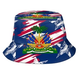 Akzmneu Haitian Flag Bucket Hat Travel Buckets Hat Haitian Fisherman Hat for Travel Fishing Beach Outdoor