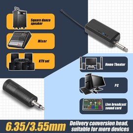 HUACAM Wireless Karaoke Microphone, 8-Hour Handheld Mic with Receiver & 3.5mm Adapter, Gray - for Singing, Parties, Home Music Entertainment