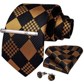 DiBanGu Necktie, Striped Necktie, Handkerchief, Cufflinks, Tie Pin Set, Wedding, Business, School Entrance Ceremony, Graduation, Year End Party