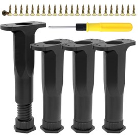 Piuluvor® Set of 4 Bed Frame Support Feet, Furniture Feet, Adjustable 16-28 cm Bed Support Centre Beam with Screws and Screwdriver, Tables, Bed, Sofa, Cabinet Furniture
