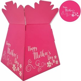 Mothers Day/Love Bouquet Box Vase - Transportation/Display Flower Box (Fuchsia Flowers)