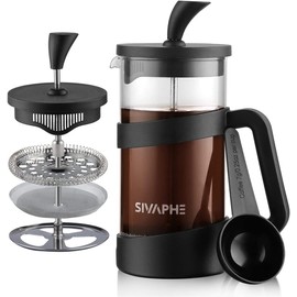 Sivaphe Small French Press 12oz Light-weight Durable High Borosilicate Carafe/Tea Maker Single Serve Coffee Press Frothed Brewer