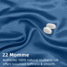 LINENOVA 100% Mulberry Silk Pillowcase for Hair and Skin, Both Sides 22 Momme Silk Queen Pillow Cover, Smooth Breathable Ash Blue Pillow Case with Hidden Zipper, Gifts for Women 1 Pack(50 * 75cm)