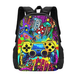 Quillglyph Abstract Gamepad Backpack School Boys Backpack Ages 8-10 Video Games Gaming Backpack