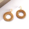 Lightweight Rattan Statement Earrings for Women,Geometric Tassel Woven Boho Earrings