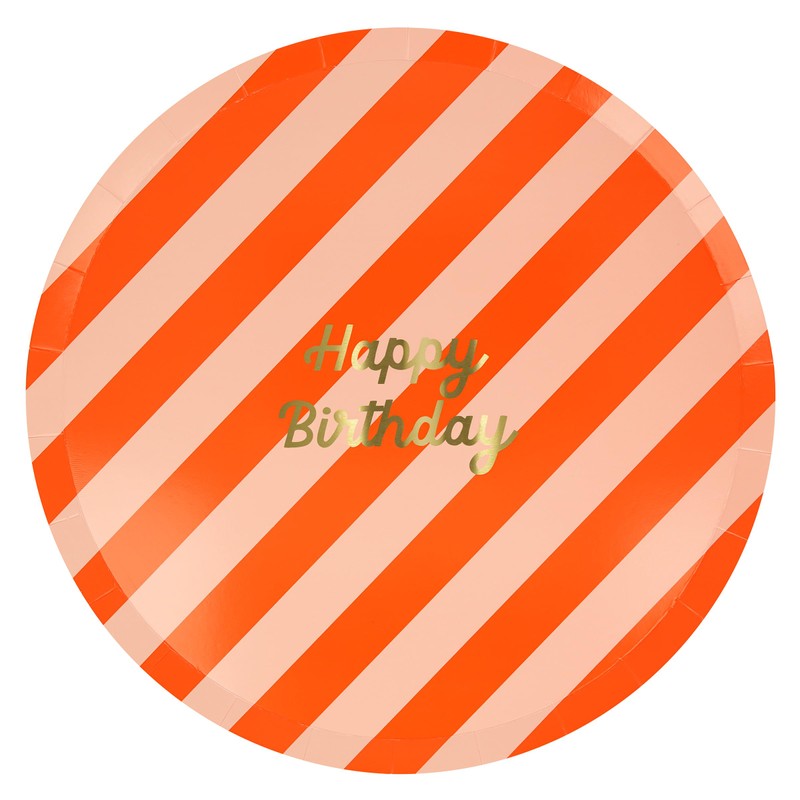 Meri Meri Stripe Happy Birthday Dinner Plates (Pack of 8)