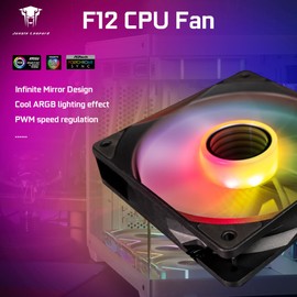 Jungle Leopard F12 120mm Computer Case Fan - 120mm High Performance PC Fan, 800-1800RPM, 91.4CFM, Anti-Oil Leakage Hydraulic Bearing, Dual-Color CD Pattern Shaft - for PC Case & Radiator Fans