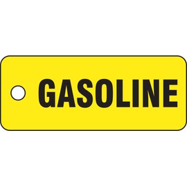 Accuform Signs TCH202 Container Tag, Legend"Gasoline", 2" Length x 5" Width x 0.080" Thickness, Polycarbonate, Black on Yellow