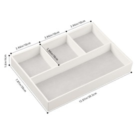 Fanousy Valet Tray Men Nightstand Organizer 4 Compartments PU Leather Office Table Stationery Storage Box for Key Phone Coin Wallet Jewelry Glasses Cosmetics Business Card Pen Watch Note Paper