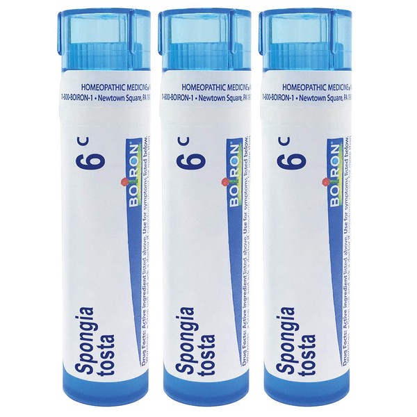 Boiron Spongia tosta 6c, 80 pellets, homeopathic Medicine for Dry, Barking Cough, 3 Count