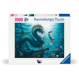 Ravensburger Puzzle 12001434 – Enchanted Depths: Dragon, Mermaid and Turtles – 1000 Pieces Puzzle for Adults and Children from 14 Years, Underwater Fantasy Puzzle