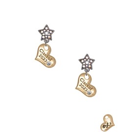 Delight Jewelry Goldtone Class of 2023 Heart Midnight Dream Big Star Post Earrings